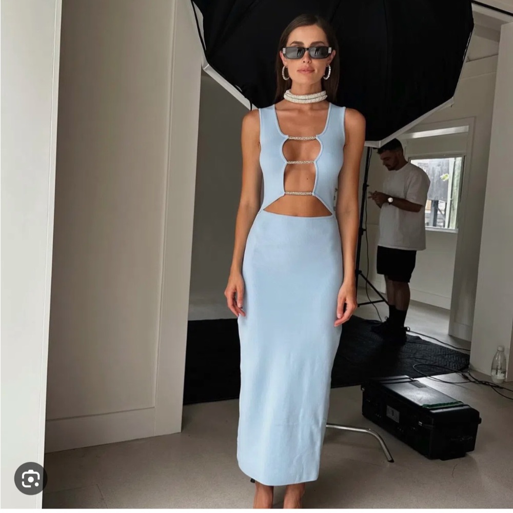 Christopher Esber Light Blue Cut-Out Dress - Picture 2 of 6